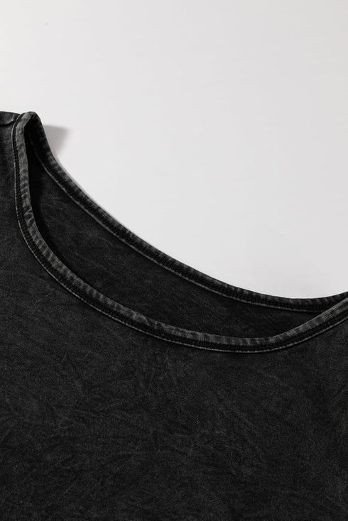 Black Varsity Stripe Half Sleeve Vintage Tee