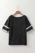 Black Varsity Stripe Half Sleeve Vintage Tee
