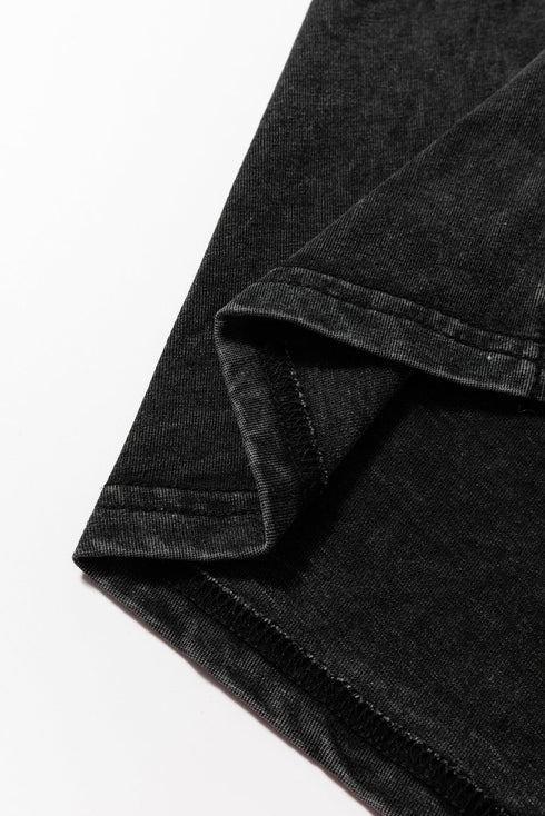 Black Varsity Stripe Half Sleeve Vintage Tee