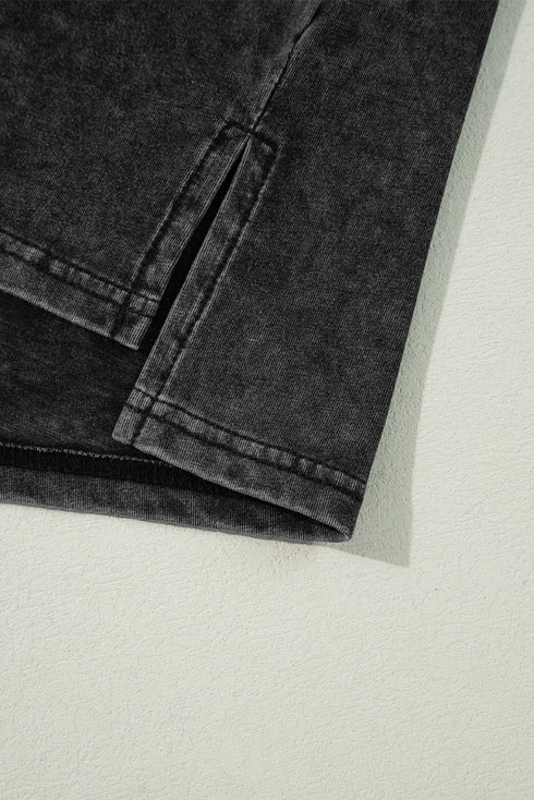 Black Varsity Stripe Half Sleeve Vintage Tee