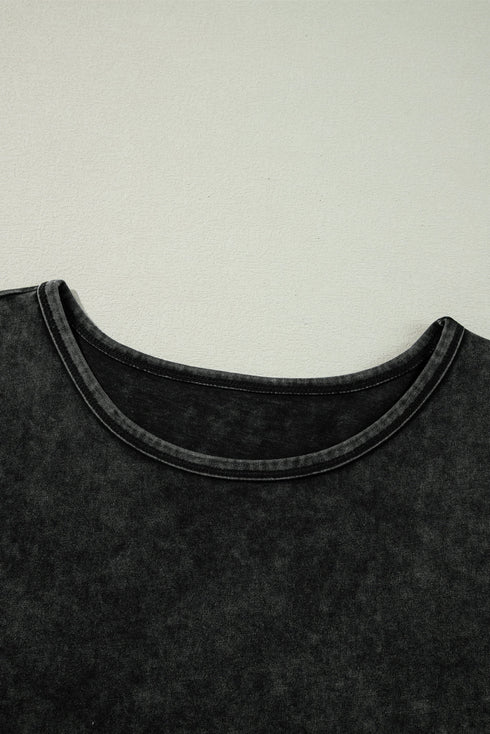 Black Varsity Stripe Half Sleeve Vintage Tee