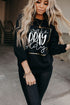 Black Wake Pray Slay Glitter Print Pullover Sweatshirt