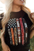 Black Western American Flag Print Short Sleeve Graphic Tee