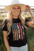 Black Western American Flag Print Short Sleeve Graphic Tee