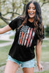 Black Western American Flag Print Short Sleeve Graphic Tee
