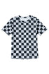 Black Western Fashion Checkerboard Print Side Split T Shirt