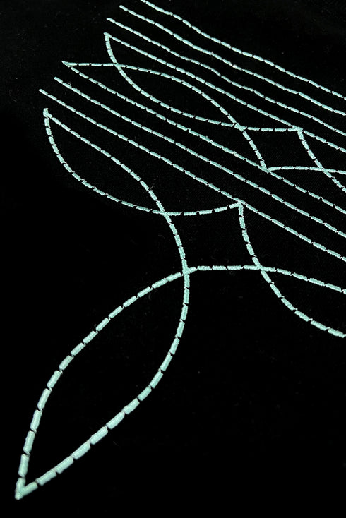 Black Western Fashion Geometric Embroidered T Shirt