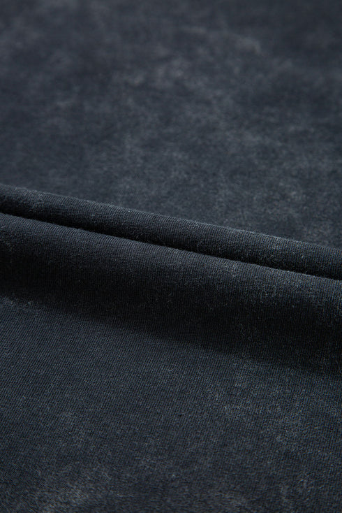 Black Western Howdy Steer Head Print Side Slits Loose Fit T Shirt