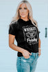Black Whiskey Makes Me Frisky Print Crewneck Graphic Tee