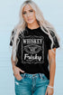 Black Whiskey Makes Me Frisky Print Crewneck Graphic Tee