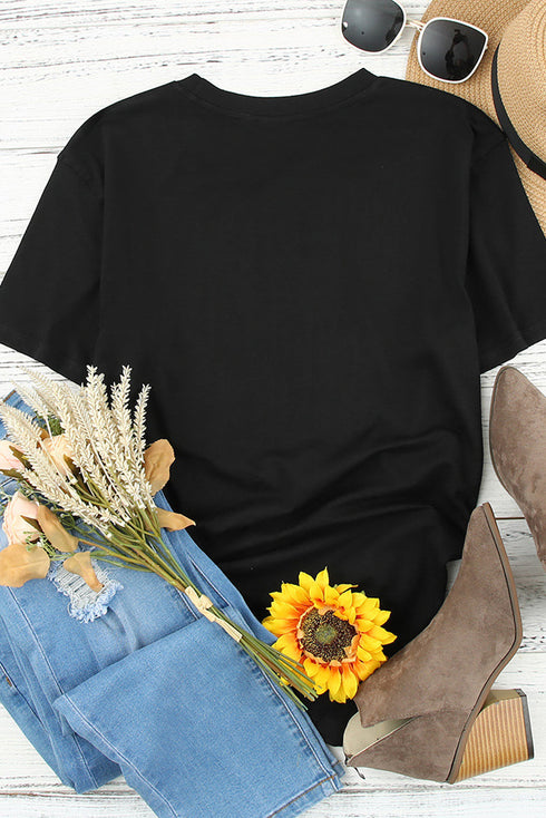 Black Whiskey Makes Me Frisky Print Crewneck Graphic Tee