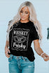 Black Whiskey Makes Me Frisky Print Crewneck Graphic Tee