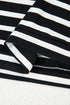 Black White Striped Short Sleeve Top and Shorts Set