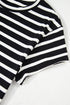 Black White Striped Short Sleeve Top and Shorts Set