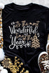 Black Wonderful Christmas Season Leopard Graphic Tee
