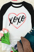 Black Xoxo Heart Graphic Contrast Sleeve Tee