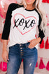 Black Xoxo Heart Graphic Contrast Sleeve Tee