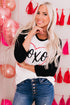 Black Xoxo Heart Graphic Contrast Sleeve Tee