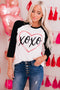Black Xoxo Heart Graphic Contrast Sleeve Tee