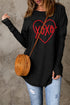 Black Xoxo Heart Shaped Print Long Sleeve Top