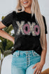 Black Xoxo Leopard Letter Print T Shirt