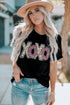 Black Xoxo Leopard Letter Print T Shirt