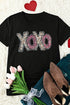 Black Xoxo Leopard Letter Print T Shirt