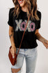 Black Xoxo Leopard Letter Print T Shirt