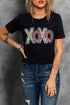 Black Xoxo Leopard Letter Print T Shirt