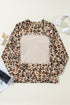 Bleached Effect Animal Print Raglan Pullover Sweatshirt