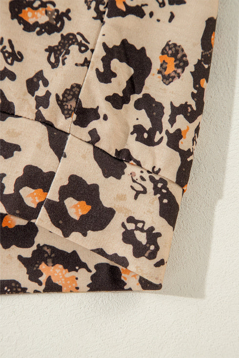 Bleached Effect Animal Print Raglan Pullover Sweatshirt
