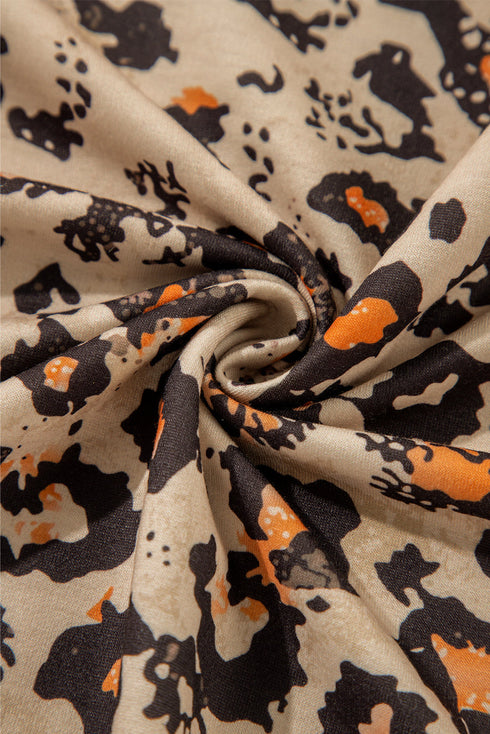 Bleached Effect Animal Print Raglan Pullover Sweatshirt