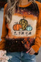 Bleached Effect Graphic Print Crew Neck Long Sleeve Top