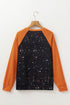 Bleached Effect Graphic Print Crew Neck Long Sleeve Top