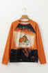 Bleached Effect Graphic Print Crew Neck Long Sleeve Top