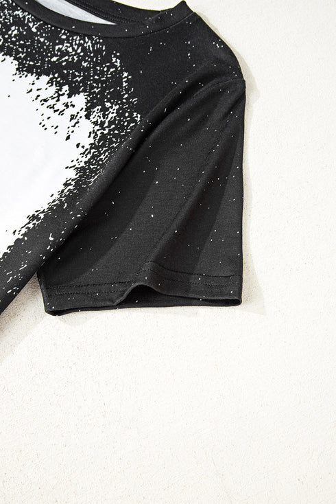 Bleached Splatter Print Short Sleeve Crew Neck T-Shirt
