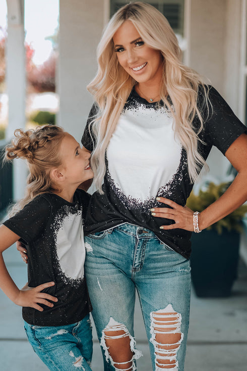 Bleached Splatter Print Short Sleeve Crew Neck T-Shirt
