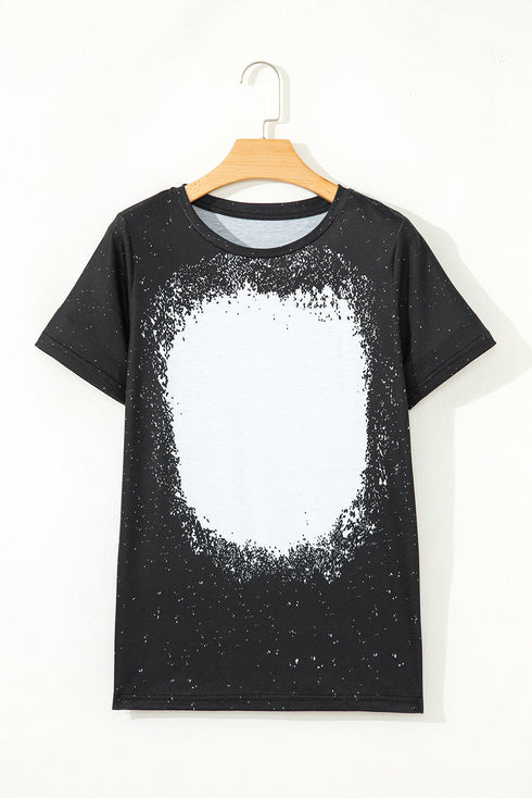 Bleached Splatter Print Short Sleeve Crew Neck T-Shirt