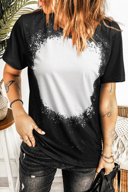 Bleached Splatter Print Short Sleeve Crew Neck T-Shirt