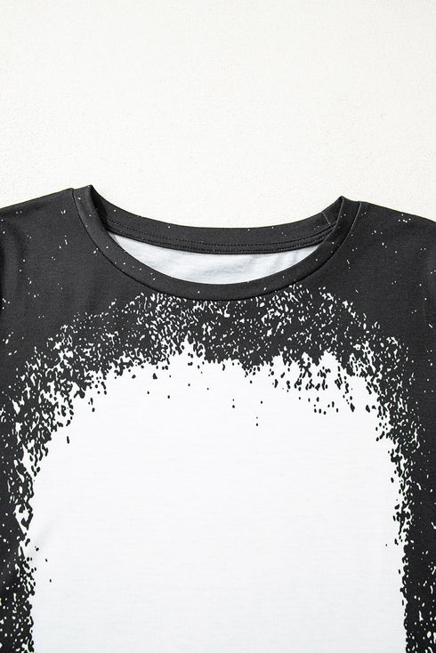 Bleached Splatter Print Short Sleeve Crew Neck T-Shirt