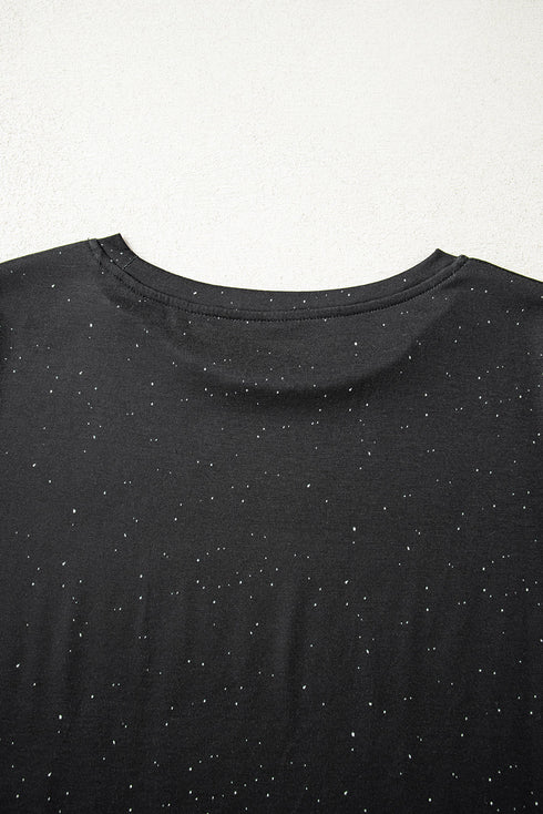 Bleached Splatter Print Short Sleeve Crew Neck T-Shirt