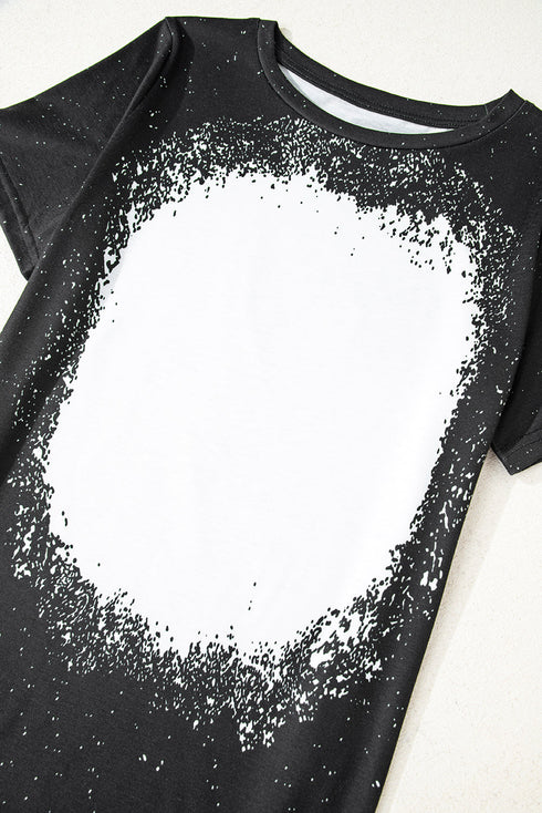 Bleached Splatter Print Short Sleeve Crew Neck T-Shirt