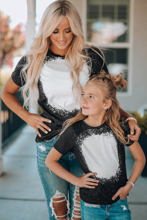 Bleached Splatter Print Short Sleeve Crew Neck T-Shirt