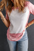 Bleached Wash Abstract Print Short Sleeve T Shirt