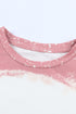 Bleached Wash Abstract Print Short Sleeve T Shirt