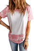 Bleached Wash Abstract Print Short Sleeve T Shirt