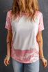 Bleached Wash Abstract Print Short Sleeve T Shirt
