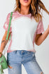 Bleached Wash Abstract Print Short Sleeve T Shirt