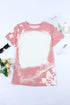 Bleached Wash Abstract Print Short Sleeve T Shirt