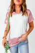 Bleached Wash Abstract Print Short Sleeve T Shirt